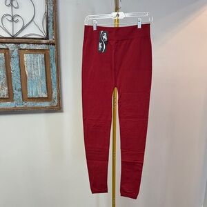 Sofra Women's Leggings in Deep Red Plus size